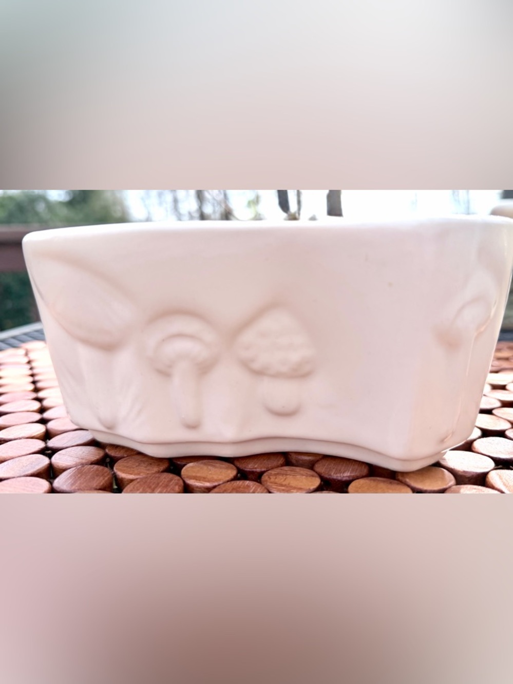 🍄SPRING HAS SPRUNG!🍄
Vintage Cream Ceramic Planter w/Mushrooms by Hull Pottery